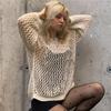 Hollow Out Knit Pullovers Crewneck Autumn Vintage Fairycore Grunge Top Fashion Retro Smock Sweater