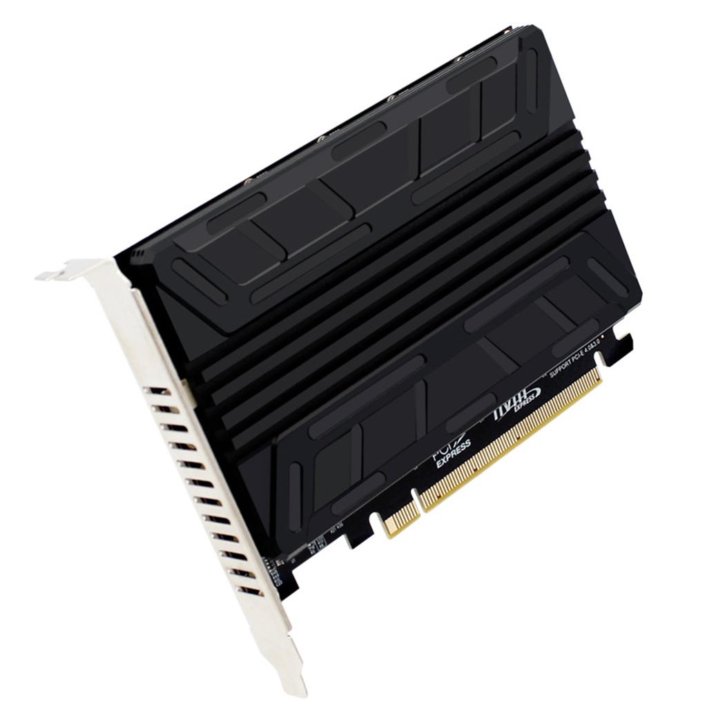 Алюминиевый радиатор NVME M2 M-KEY Плата расширения массива PCI-E X16 Поддержка 4 твердотельных накопителей NVME 2230/42/60/80 RAID 4x32 Гбит/с Fast-