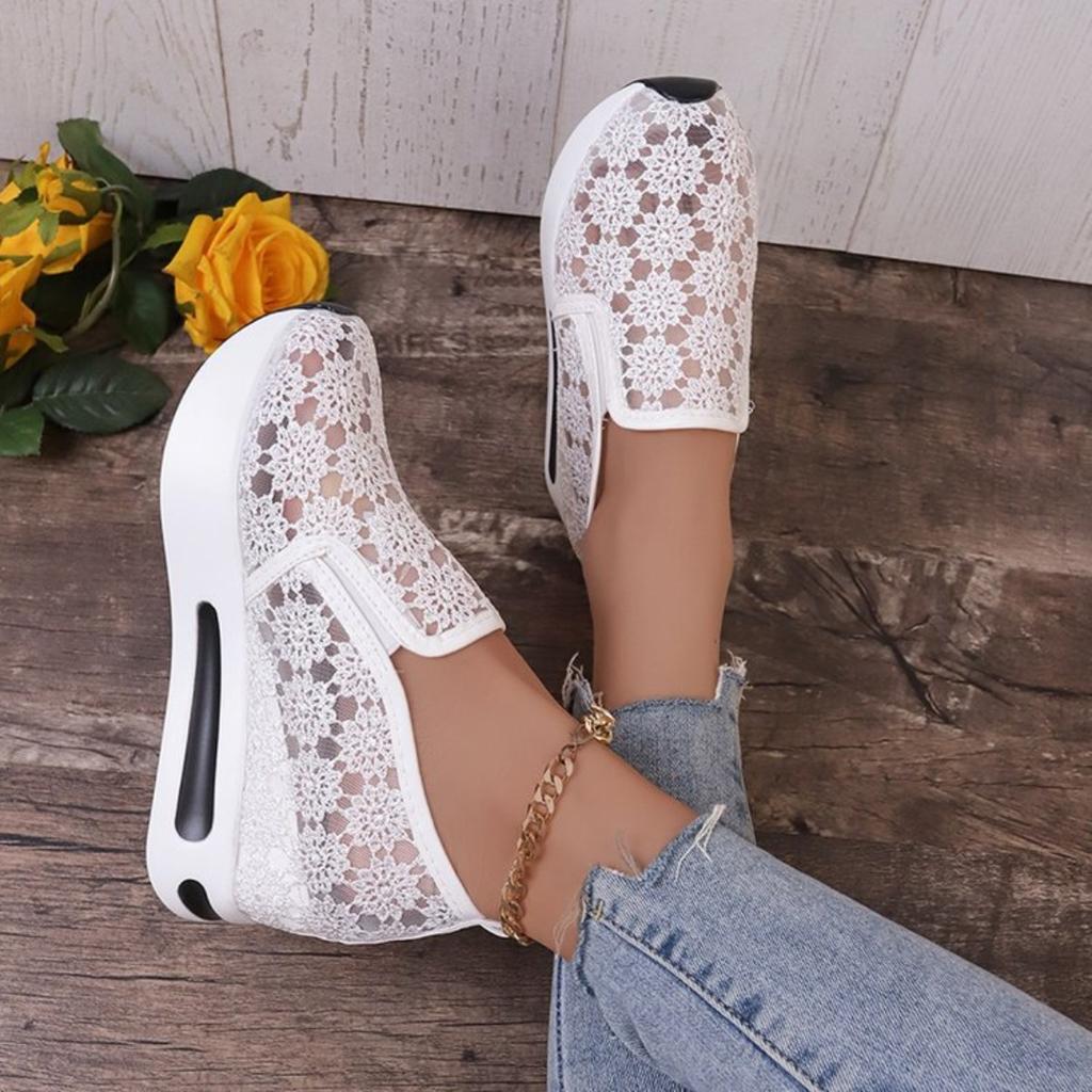 Женские кроссовки с цветочным принтом One Foot Sports Shoes - дышащий сетчатый верх, удобная конструкция с низким вырезом, повседневная спортивная обувь на все сезоны, женская спортивная обувь
