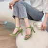 Summer New Simple Sandals Women Cross Thin Open Toe High Heels with A Line with Women's Shoes