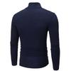 Men Autumn Winter Slim Fit Bottoming T-shirt Turtleneck Long Sleeve Solid Color Elastic Thin Pullover Tops Streetwear