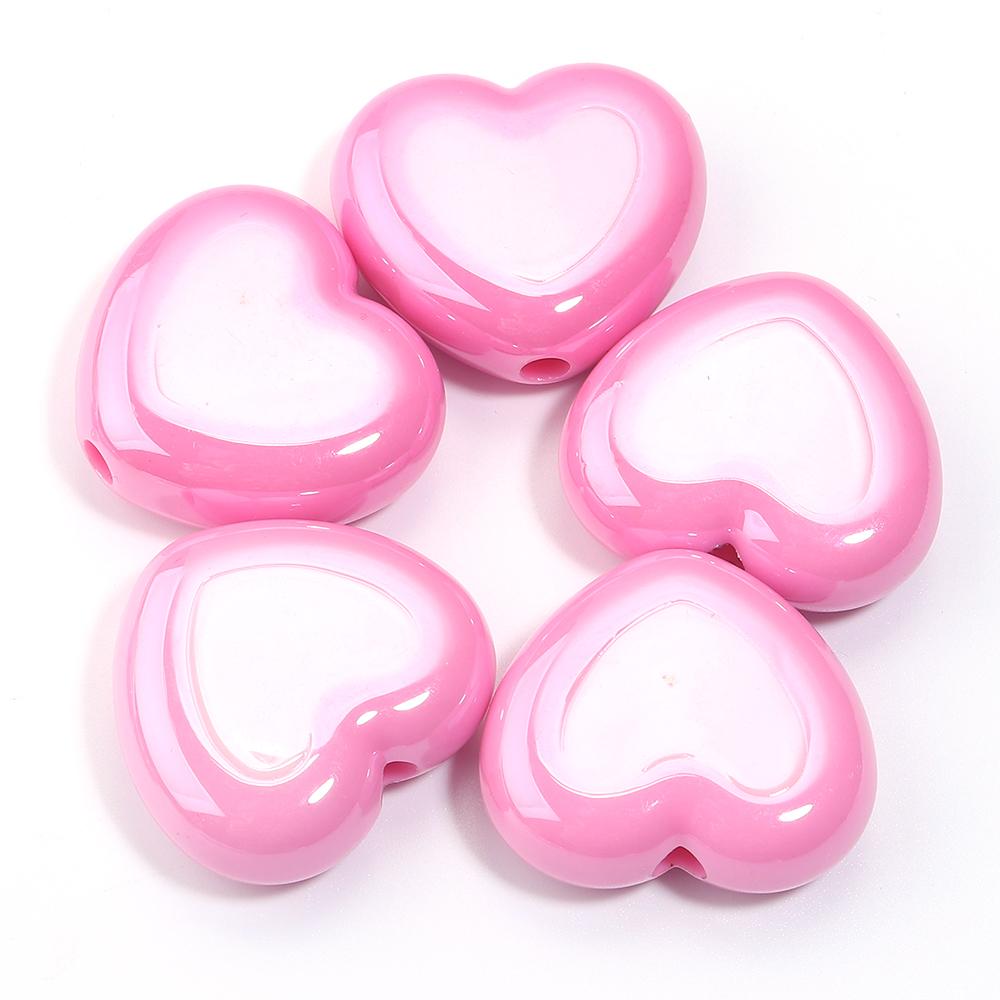 5pcs/lot Colorful Heart Acrylic Beads Big Hole Loose Spacer Beads For DIY Craft Bracelet Phone Chains Jewelry Making Accessories