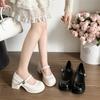 Black Retro British High-heeled Small Leather Shoes Women's 2025 New Spring Skirt Versatile Height-enhancing Mary Jane Shoes