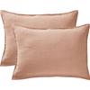 Set of 2 "Soline" Pillowcases 60 X 60 Cm &; 50 X 70 Cm "Washed Linen" - Soline Old Rose - Pillowcase 50 X 70 Cm