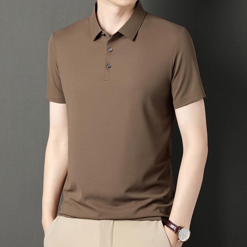 Весенне-летняя мужская футболка с коротким рукавом, мужские топы, повседневная деловая мода, рубашка-поло с маленькими вафельными лацканами