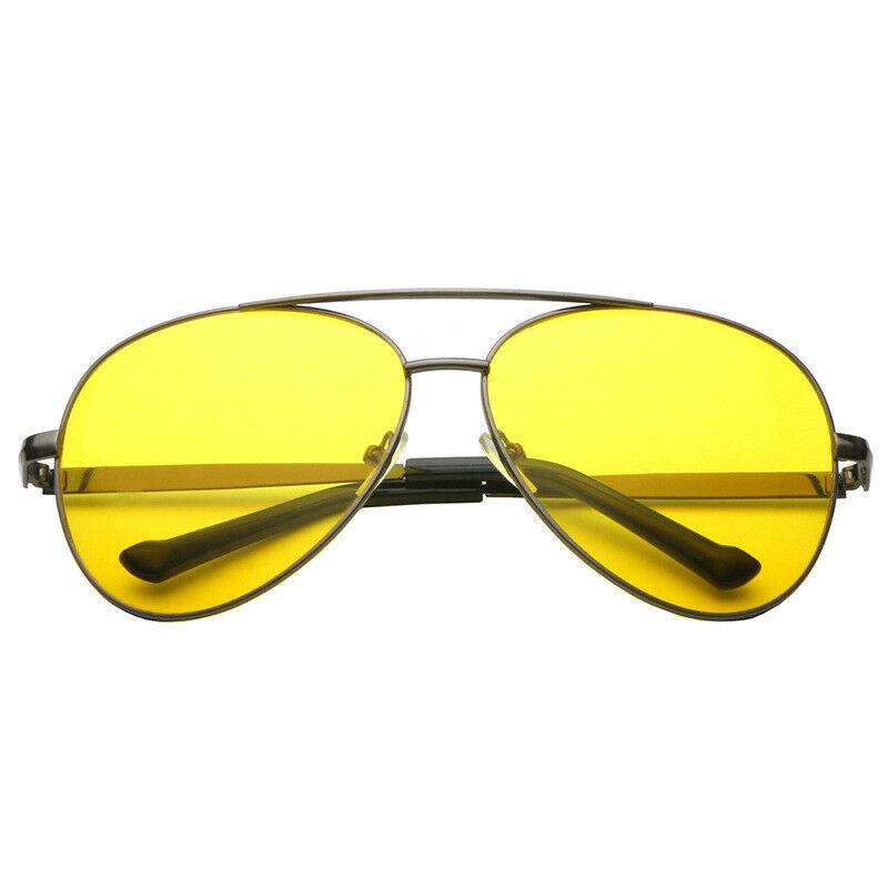 UV400 Мужские солнцезащитные очки для вождения, солнцезащитные очки ночного видения с желтыми линзами, авиаторы унисекс