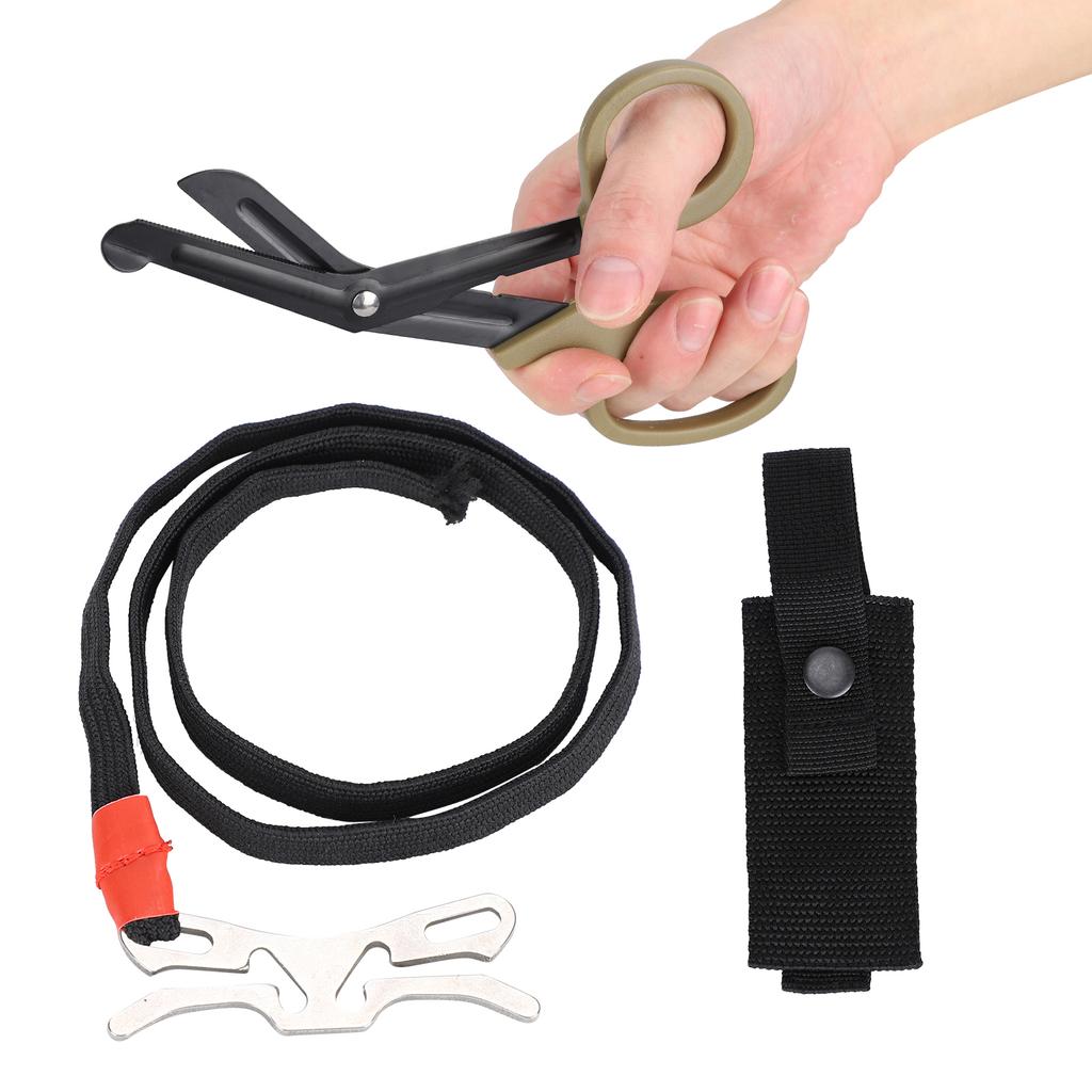 Ножницы для перевязки Ножницы для выживания в чрезвычайных ситуациях Тонкие зубья для резки Холщовая сумка Жгут