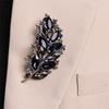 Vintage Crystal Deluxe Rhinestone Brooch Plant Leaf Brooch Fashion Feather Pin Dress Accessories