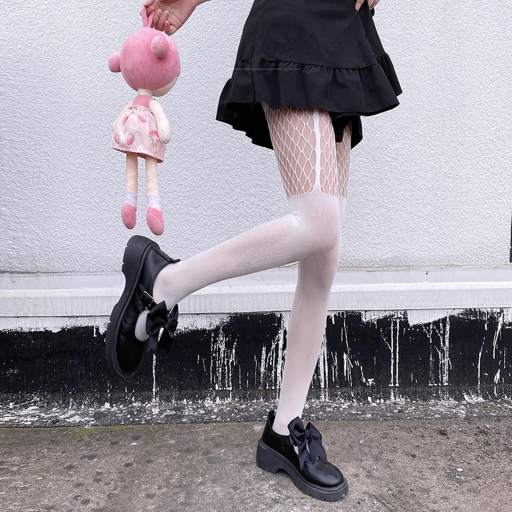 Милые японские чулки-сеточки с защитой от защемления - JK Suspenders, дизайн Hollow Net