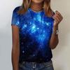 Женская модная повседневная футболка с коротким рукавом и круглым вырезом с принтом Galaxy