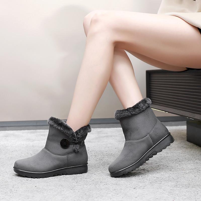2024 зимняя обувь женская кожа плюшевые теплые плоские бабушкины зимние сапоги пожилые хлопковые туфли женские плоские туфли ботильоны зимние сапоги