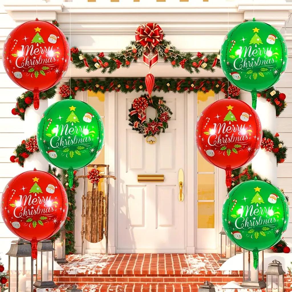 2/4 Счастливого Рождества красные зеленые 4d шары, украшения для рождественской вечеринки, праздничный реквизит, рождественские подвесные шары, новогодняя вечеринка