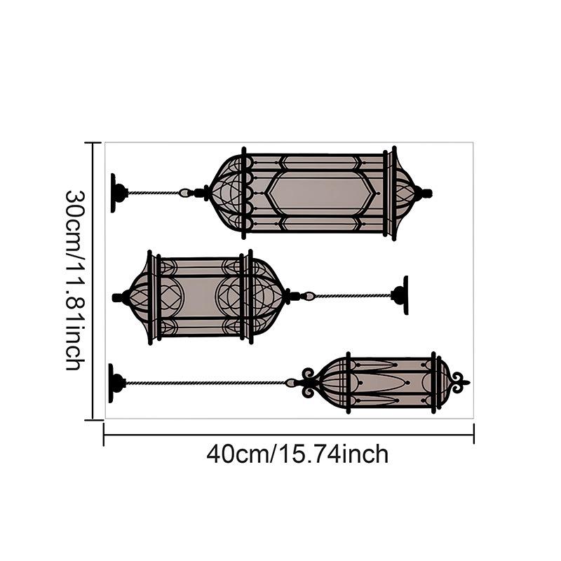 Украшения для стен на фестиваль Ближнего Востока Луна Звезда Фонарь Украсить Стеклянные Наклейки Съемные Клейкие Наклейки на Стену