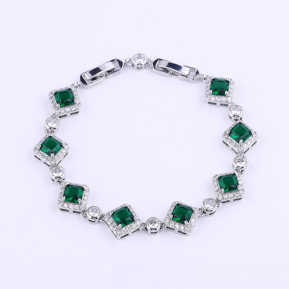 Простой темпераментный геометрический четырехугольный браслет из циркония, латунь, позолоченные ювелирные изделия