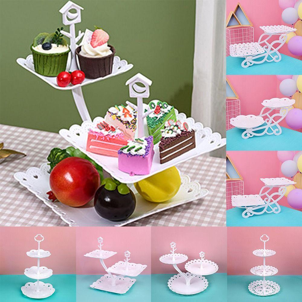 Plastic Cake Stand 2/3-Layers Food Fruit Plate Creative Dessert Rack  Wedding Birthday Party