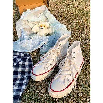 Классические парусиновые туфли женские высокие кеды 19