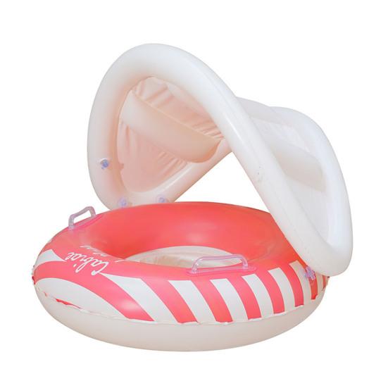 yangyizhi Baby Swim Ring with Canopy, Inflatable Striped Pool Float for Toddler Boys Girls, UV Sun Protection Swimming Safety Seat, Handle