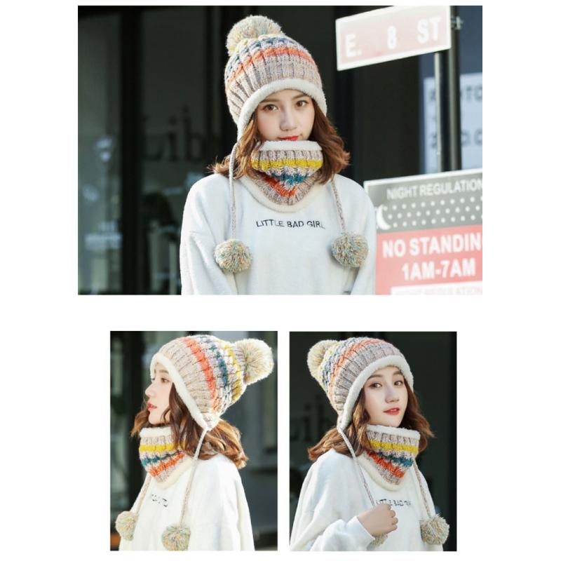 Осенние и зимние шапки для женщин, корейский стиль, защита ушей, вязаный пуловер, шерстяная шапка с бархатом и утолщением зимой