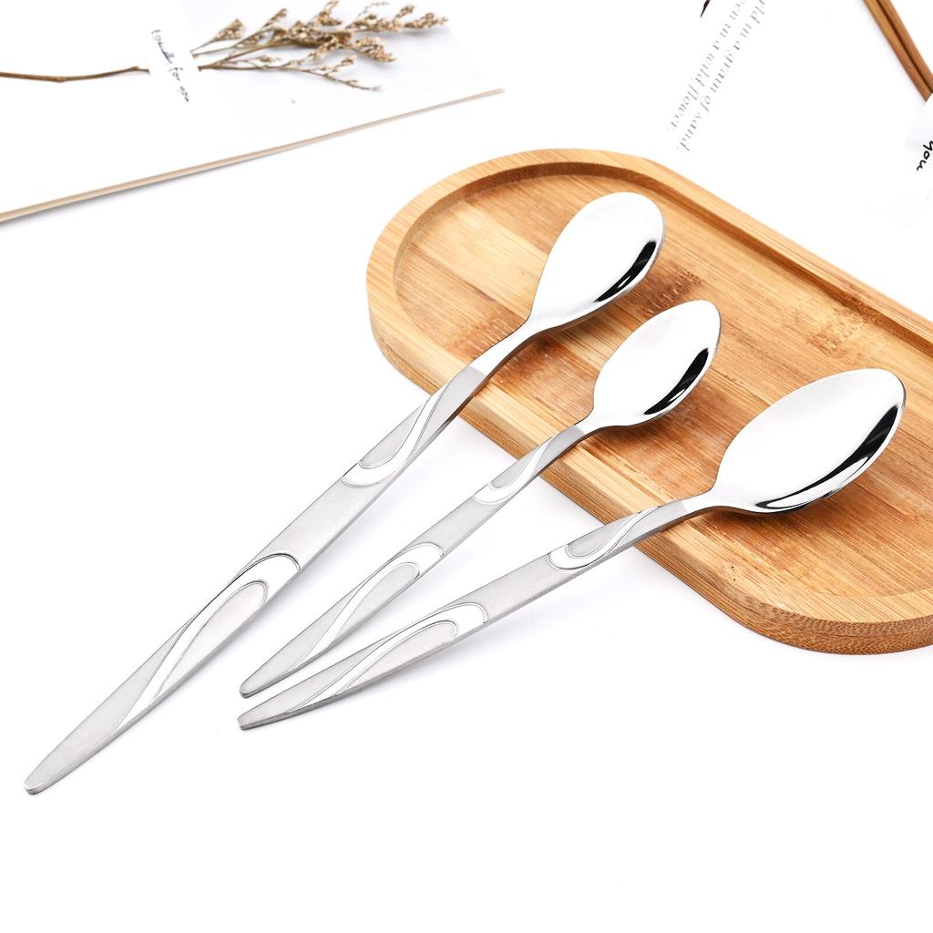 4PCS Western Vintage Silver Dinnerware Accessorie 18/10 Stainless Steel Set Repeatable Metal Spoons Fork Tableware for Kitchen Set