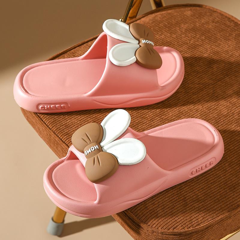 Женские летние тапочки для дома с бантом, однотонные, повседневные, мягкие, с плоской подошвой, нескользящие, тапочки для ванной комнаты 36-41
