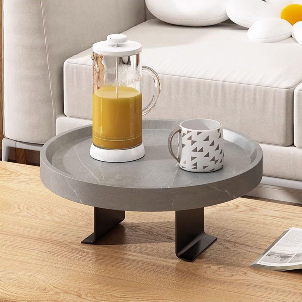 Round Wooden Mini Side Table Waterproof Couch Arm Side Holder Sofa Arm Rest Organizer Bedroom