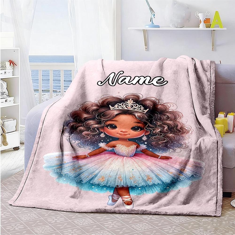 Girl's Dance Dream Personalized Text Blanket Throw Customizable Blanket Durable Comfort Perfect for Office Chair Chair Nap Office All-Season Use