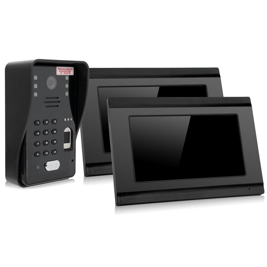 7-дюймовый видеодомофон, проводной, Wi-Fi, 2 монитора, отпечаток пальца, пароль, IC-карта, удаленная разблокировка, ночное видение