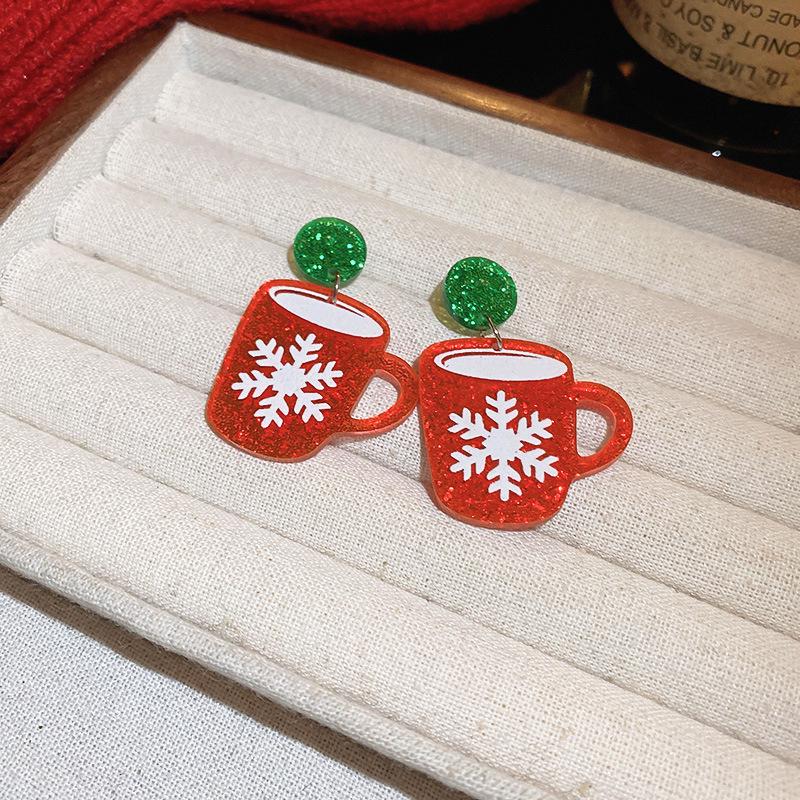 Рождественские асимметричные серьги: Колокольчик, Бант, Дед Мороз, Сердце, Снежинка