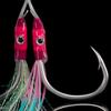 With Glow Rubber Skirts Sea Trolling Jigging Hook Double Eyes Fishing Assist Hooks Jig Fishhooks