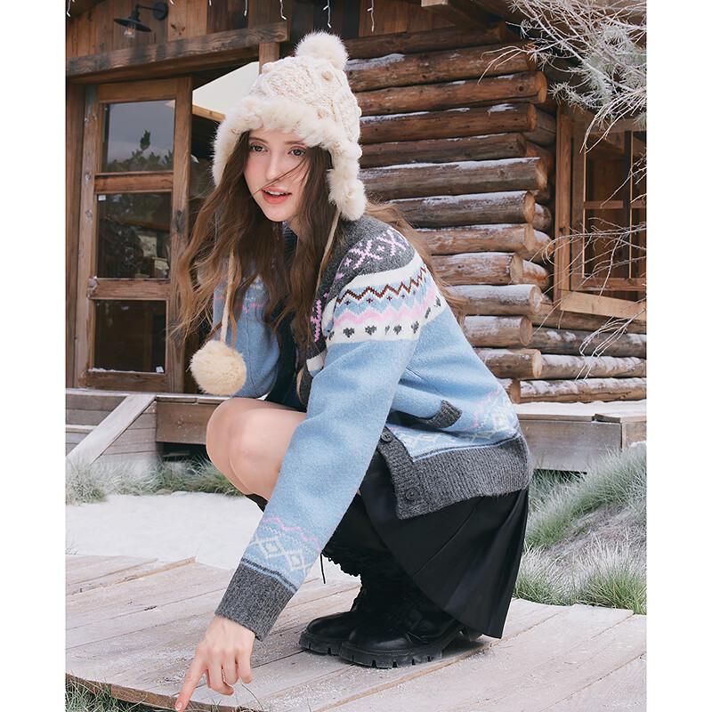 Женский вязаный кардиган Betu с круглым вырезом и узором Fair Isle