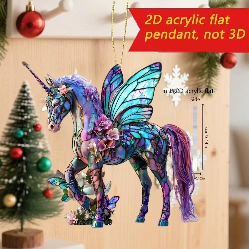 Golden Acrylic Horse Keychain 2D Car Rearview Mirror Pendant for Backpack Home Decor Christmas Ornament Western Theme Gift