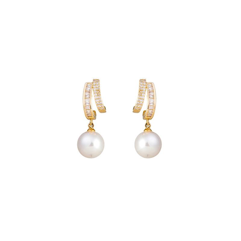 High-class temperament elegant micro-inlaid zircon silver needle earrings women's fashion commuter earclips hole-free exquisite earrings