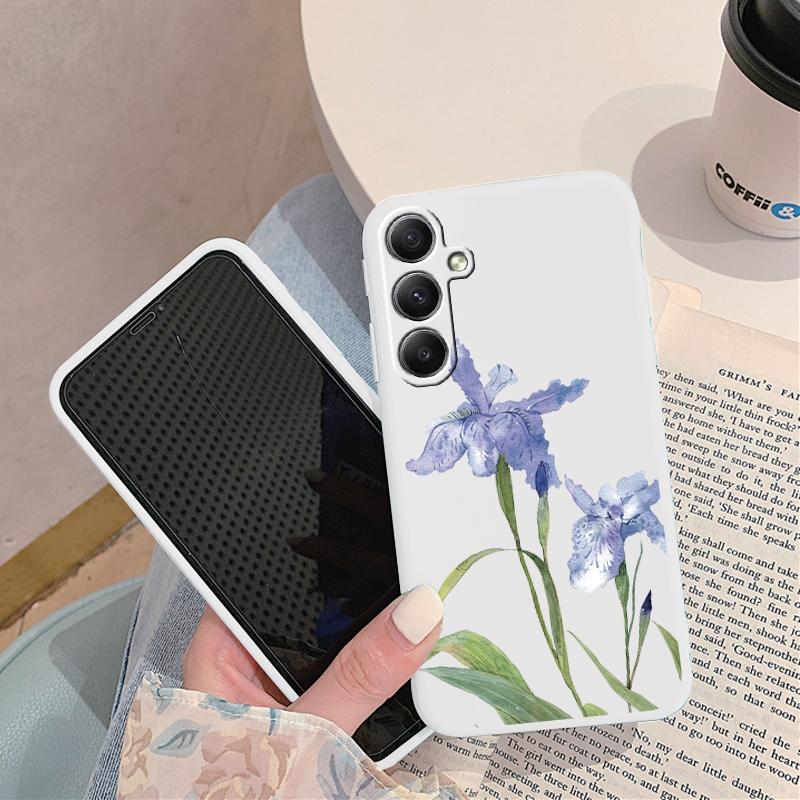 Мягкий силиконовый чехол с цветочным узором для Xiaomi Redmi Note 13 Pro 13C Samsung A55 M35 S24 iPhone Huawei Honor Realme Camera Защитный противоударный чехол