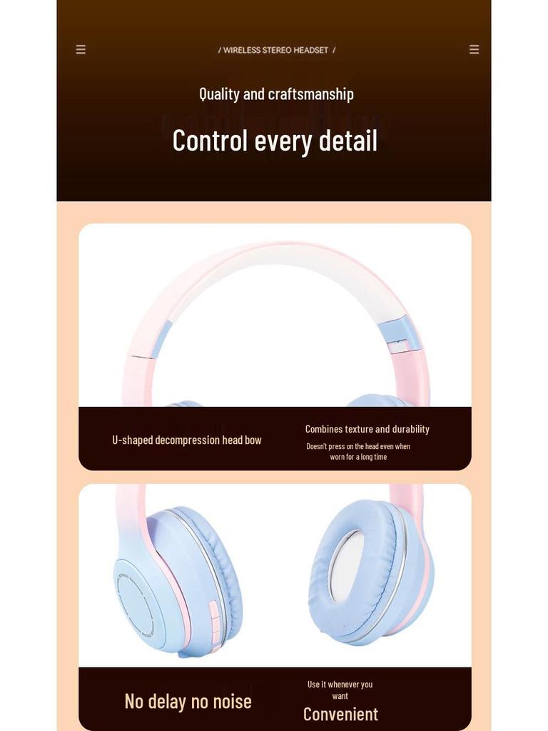 GT630 Мультяшные Складные Полноразмерные Bluetooth-Наушники - Игровые с Тяжелым Басом
