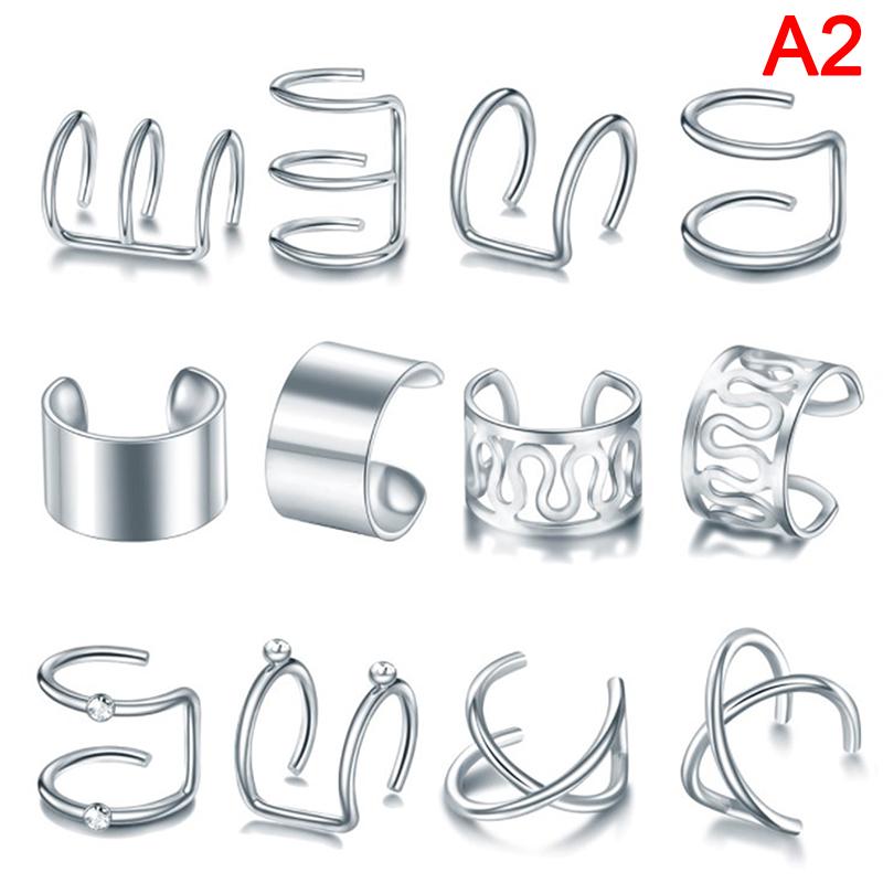 12Pcs/Set Ear Cuffs Leaf Ear Cuff Clip Earrings For Women Earcuff No Piercing