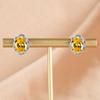 BELLA BOX Women's Fashion Stub Earrings With Yellow Color Oval Shape Zircon  Wedding Party Wholesale Gift