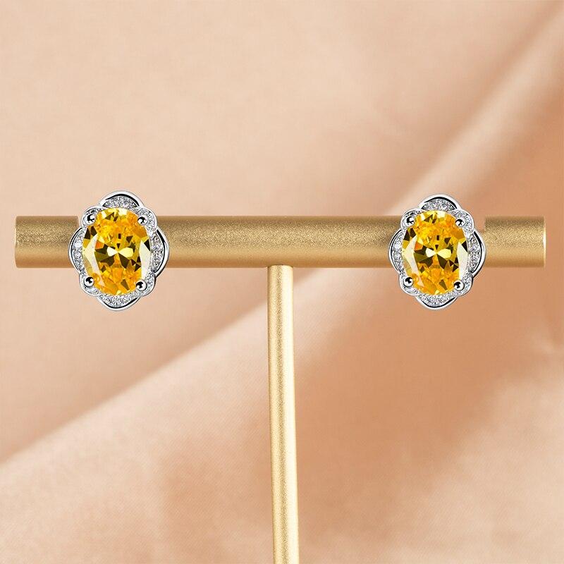 BELLA BOX Women's Fashion Stub Earrings With Yellow Color Oval Shape Zircon Wedding Party Wholesale Gift