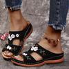 Fashion Embroidery Floral Slippers Women Soft Bottom Beach Slides Woman Summer 2024 Slip On Sandals Plus Size 43 Flip Flops Mujer