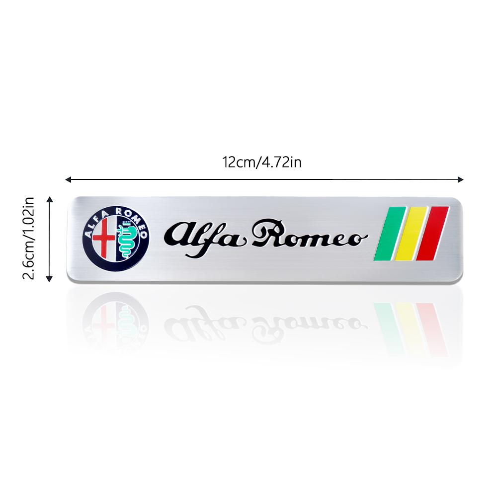YYCE3 1pc 3D Aluminum Badge Car Body Decor Sticker For Alfa Romeo motorsport Mali Giulietta GT 159 147 156 Mito Giulia F1 Stelvio