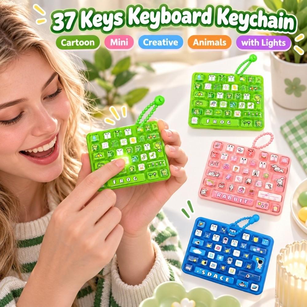 Mini 37 Keys Keyboard Keychain Cartoon Keyboard Clicker Keychain Sensory Clicker Toys Student Gift