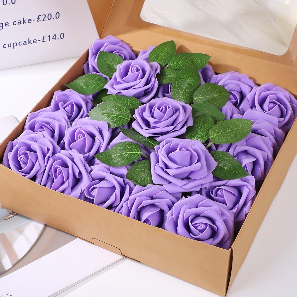 25Pcs Artificial Rose Flowers Foam Fake Faux Flowers Roses for DIY Wedding Bouquets Decoration Party Home Decor Garden Ornament
