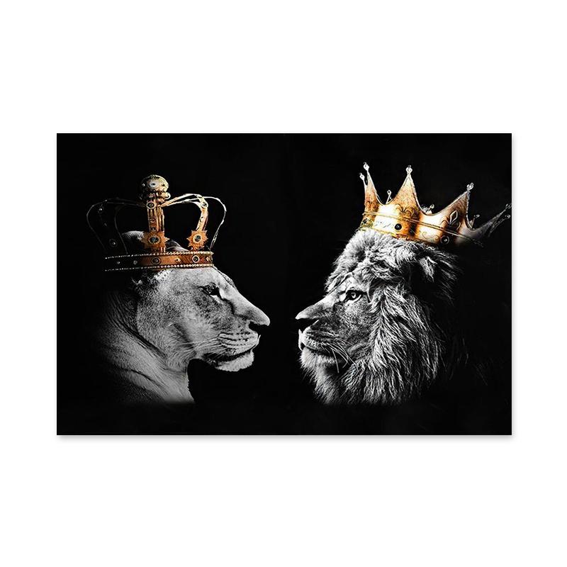 Абстрактное животное Лев Холст Печать плакатов Современная живопись Настенная картина для гостиной Украшения дома Подарок Cuadros