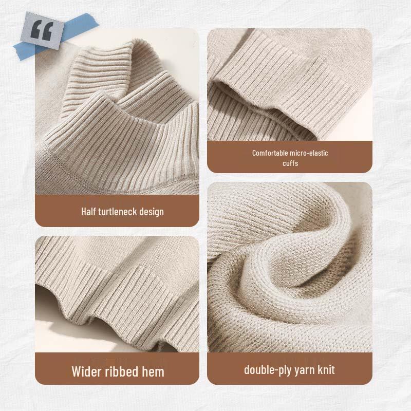 Jeanswest Men's Autumn Letter Knit Mock Neck Sweater