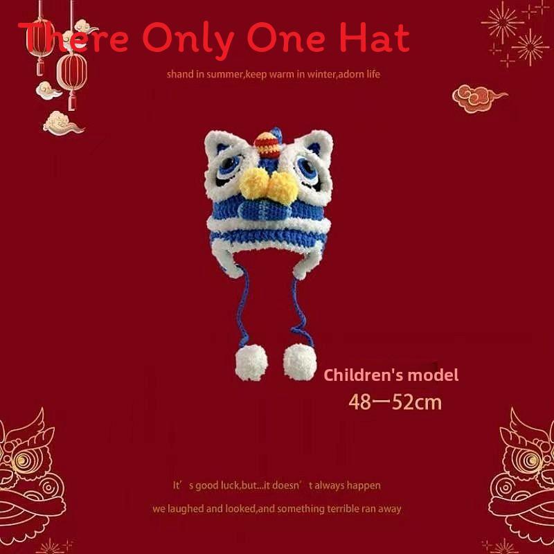 Style Handwoven Parent Child Tiger Head Hat With Warmth And Breathability For Winter Fashion