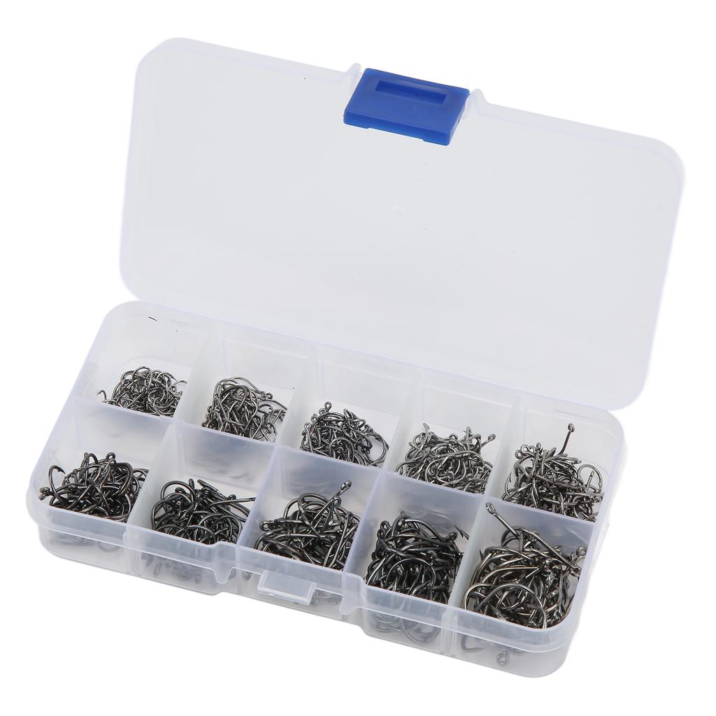 500 шт. Набор рыболовных крючков из углеродистой стали, одинарный круглый рыболовный крючок для ловли карпа, черные