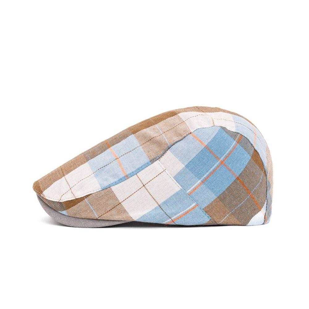 Colorful Plaid Dot Beret Checkered Pattern Retro Painter Hat Personality Forward Cap Ladies