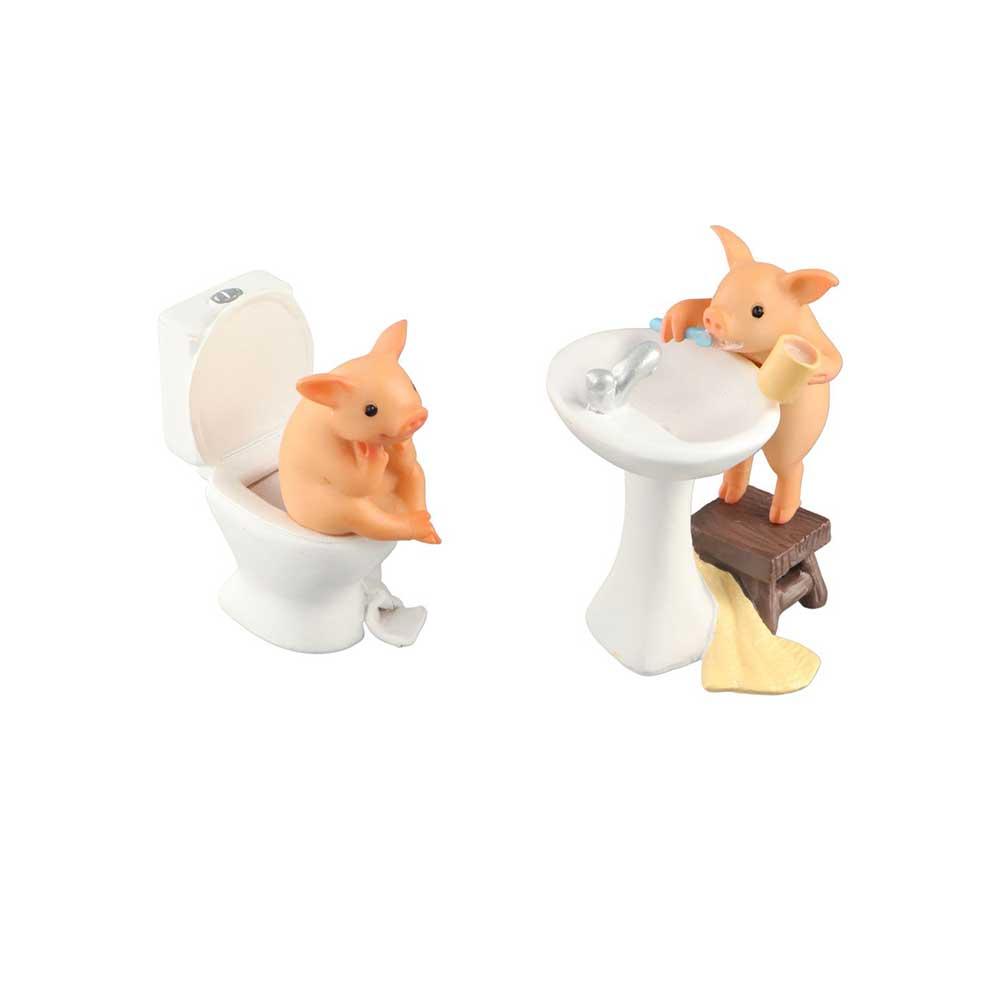 3D Cute Pig Statue Toilet Pig Figure  Creative   Garden Decoration