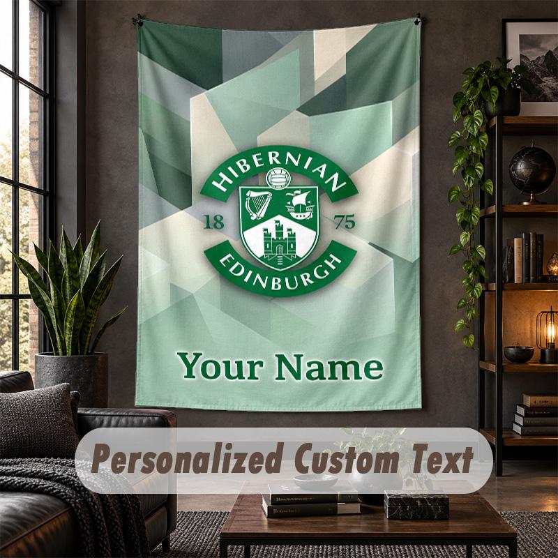 Wall Tapestry Hibernian FC Print Custom Name Text Wall Hanging Home Decor