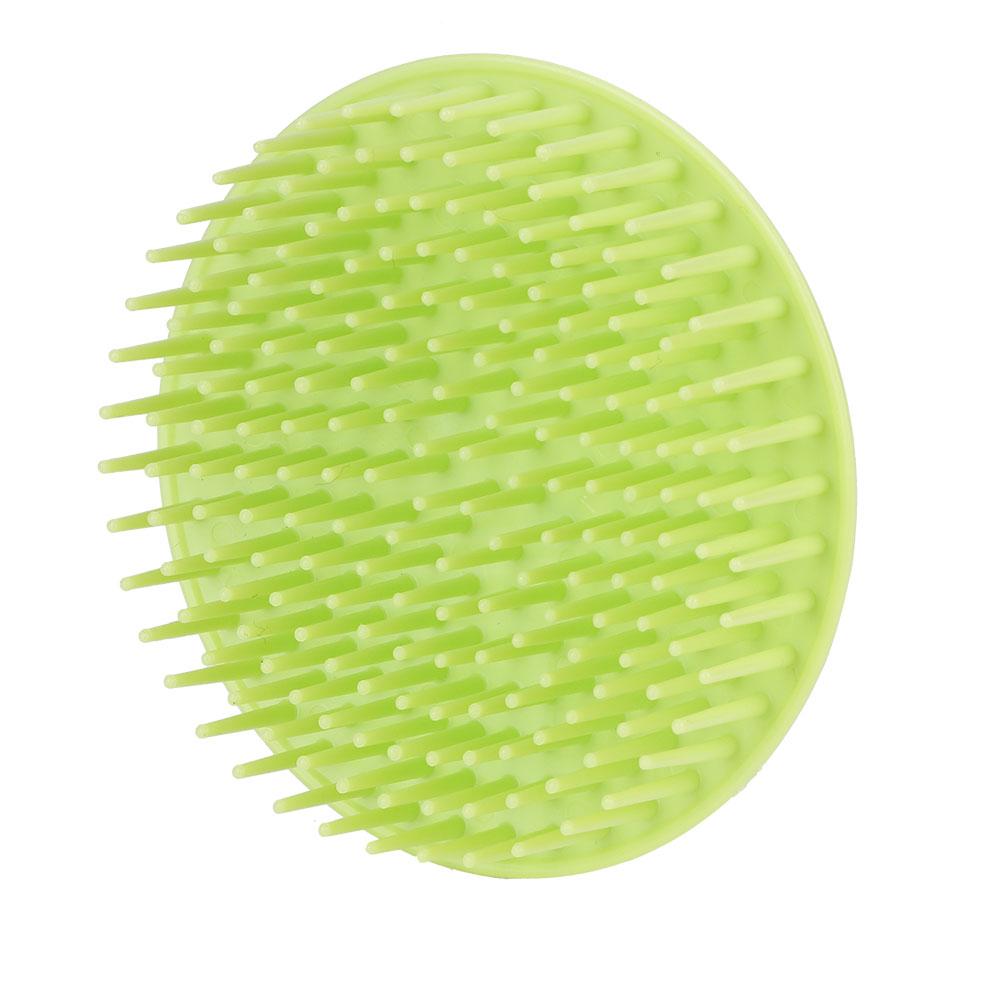 Ручная силиконовая массажная щетка для кожи головы для шампуня, моющая расческа, расческа для массажа меридианов головы, зеленая
