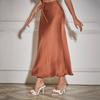 A Line Long Satin Skirts for Women Black Elegant High Waist Maxi Beige Skirts Silk Lace Up Long Skirt Women